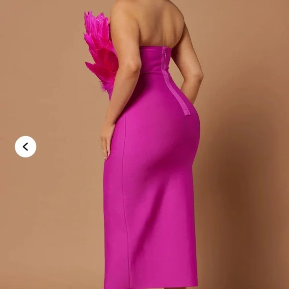 Marianna Bandage Midi Dress - Magenta - Picture 3 of 7